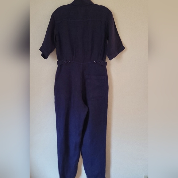 Alex Mill Standard Blue Linen Jumpsuit Womens Size XS Short Sleeve Button Front - Picture 10 of 14